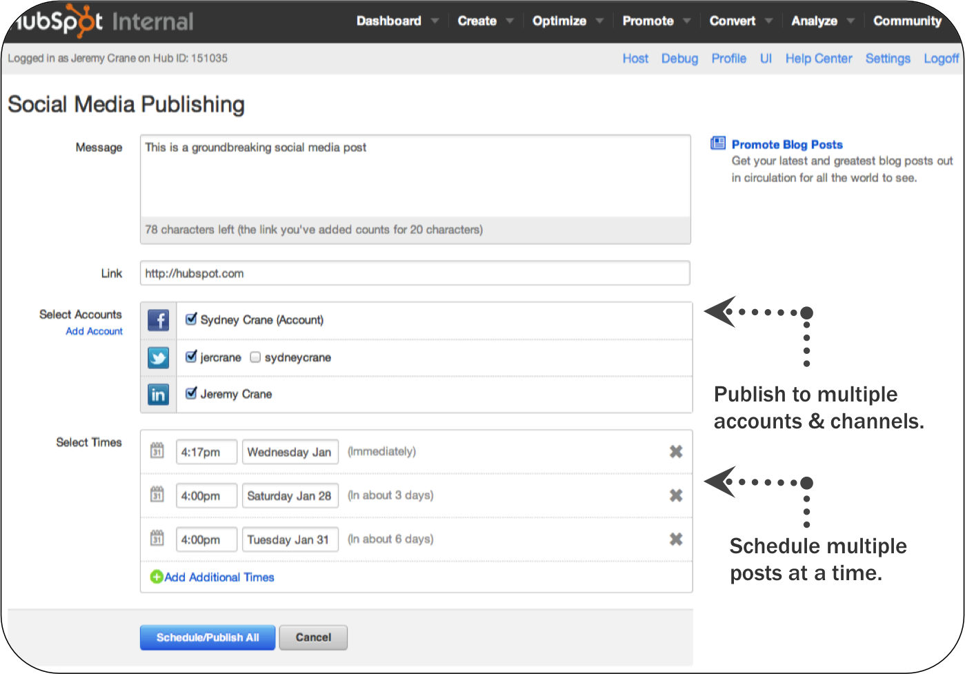 Social Media Publishing Screenshot
