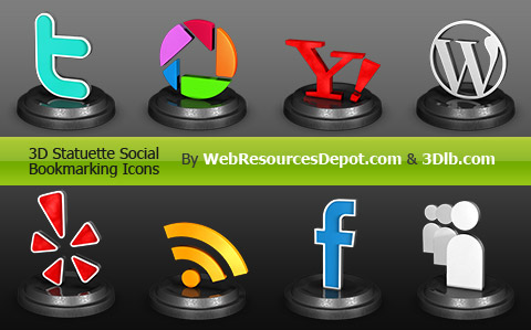 3d statuette icon set