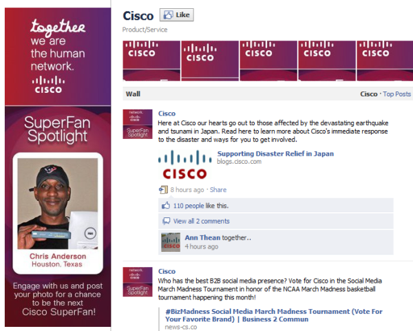 cisco facebook fan page