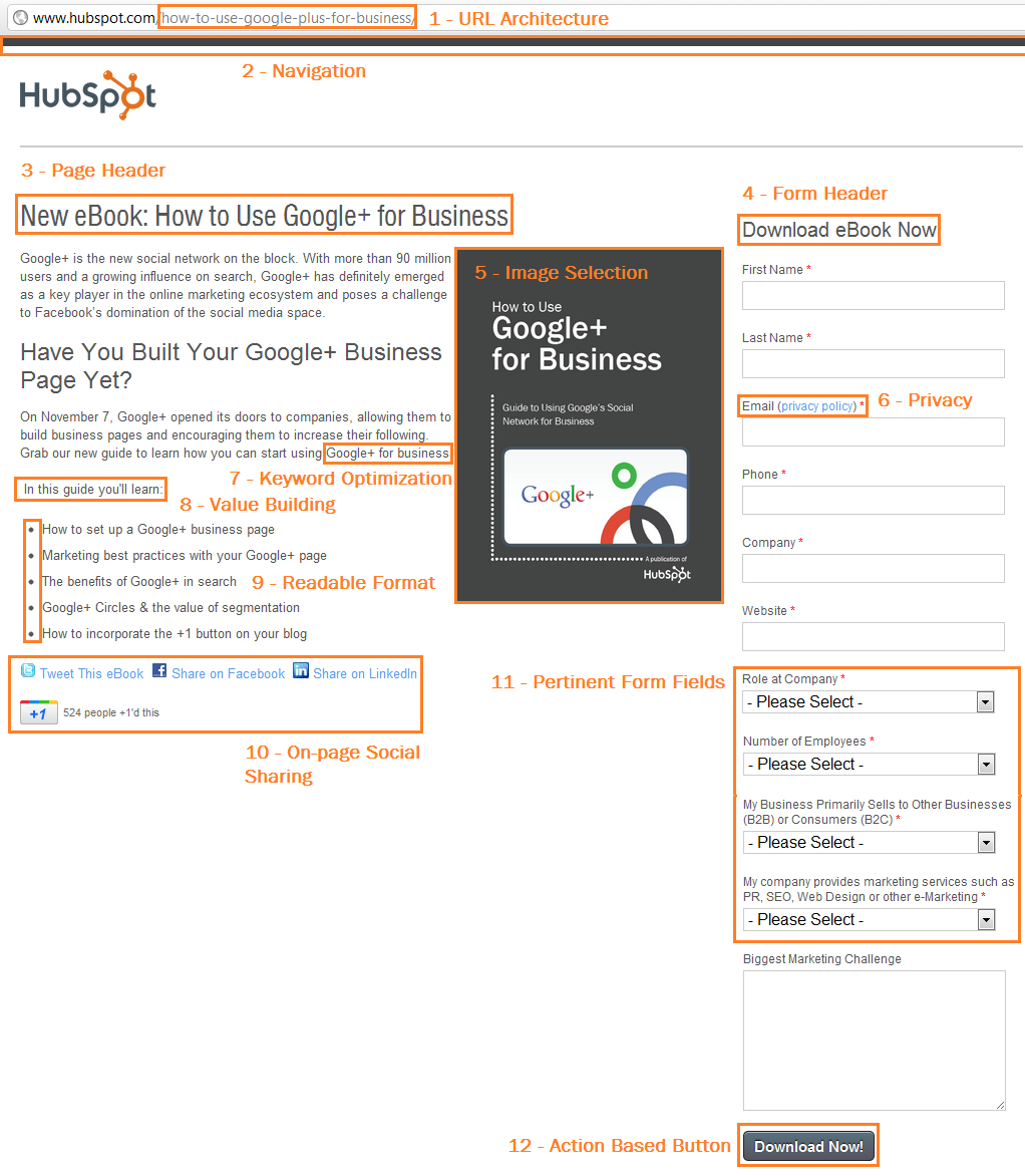 correct landing page Copy