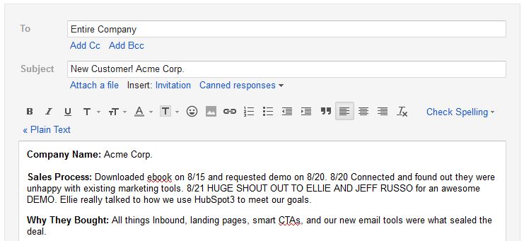 new customer email