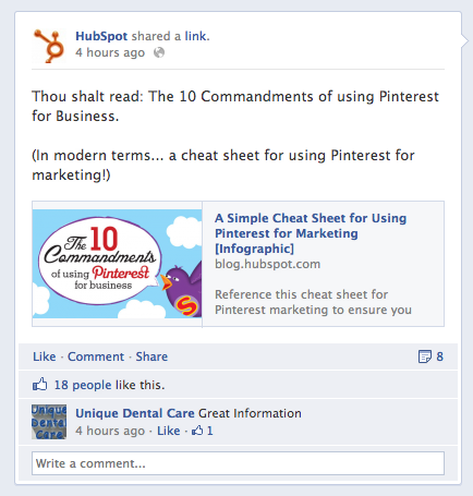 HubSpot Facebook Link Screenshot