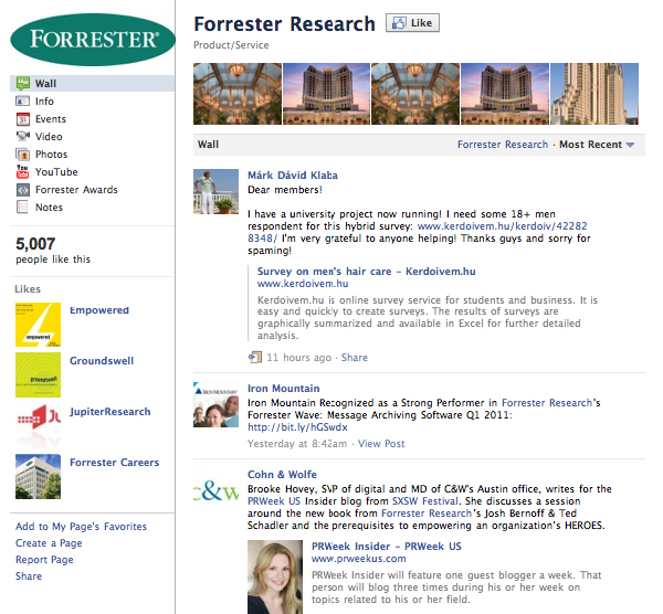 forrester facebook fan page