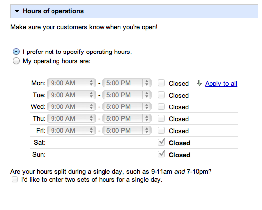 hours of operation