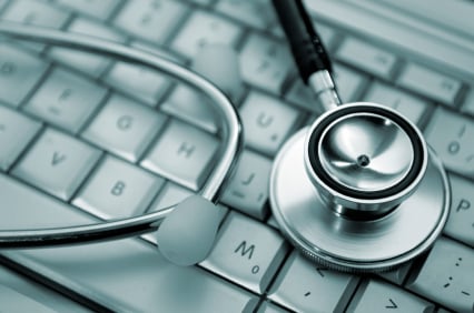 stethoscope on laptop