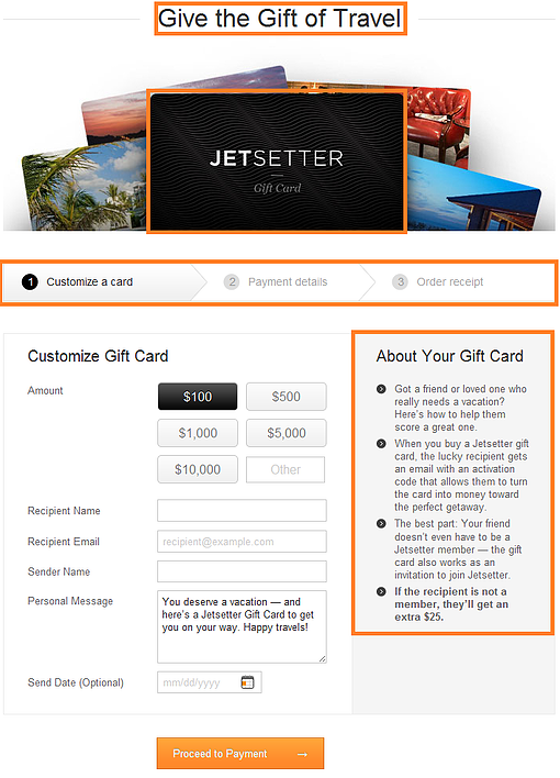 jetsetter landing page