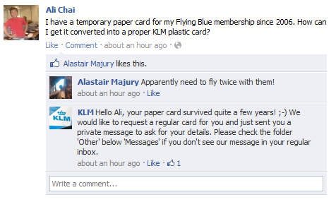 klm facebook customer service