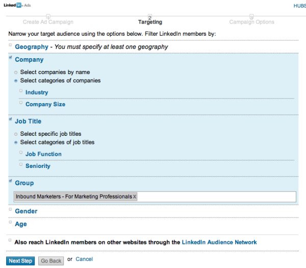 linkedin ad targeting