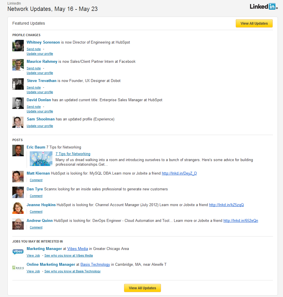 linkedin email digest