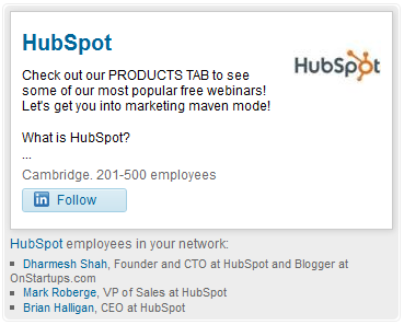 LinkedIn follow widget