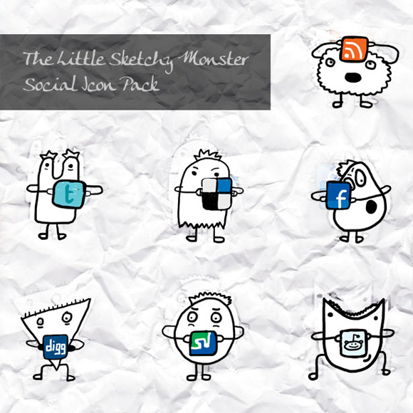 little sketchy monster icon set