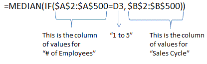 median pivot array formula
