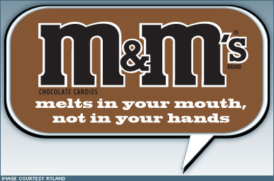 Melts in your mouth not in your hand slogan