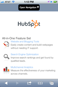 hubspot mobile site
