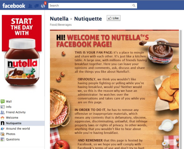Nutella Facebook Page resized 600