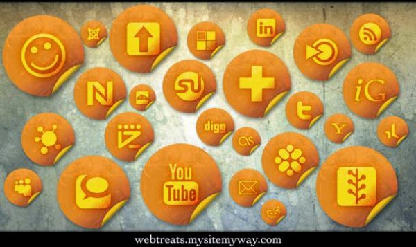 orange grunge stickers icon set