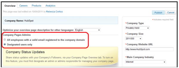 linkedin page admins