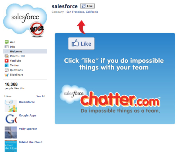 salesforce facebook fan pag