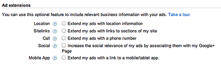 google adwords settings