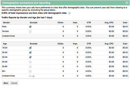google adwords demographics