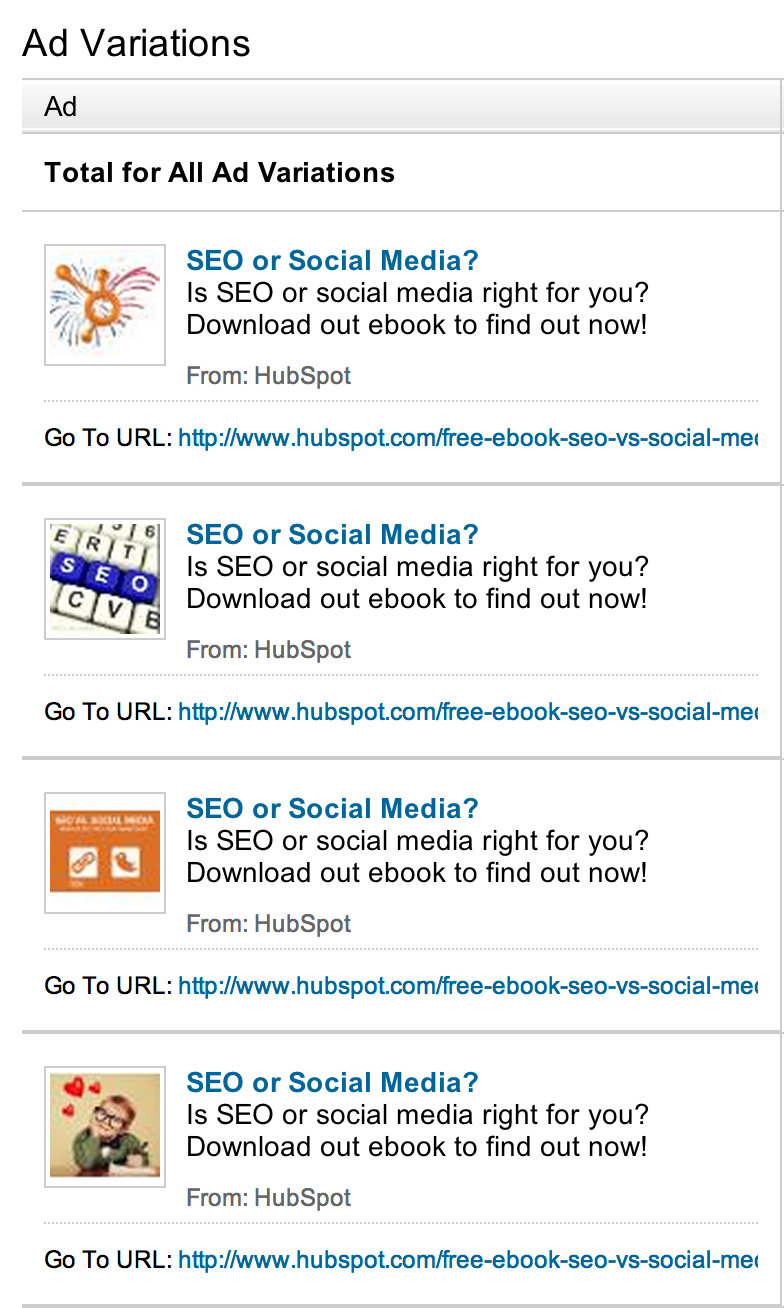 HubSpot LinkedIn Ad Variations