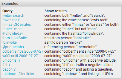 twitter search examples