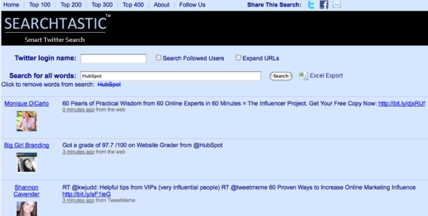 Searchtastic.com search Twitter history and export tweets to Excel resized 600