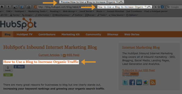 Optimizing your title, url and h1