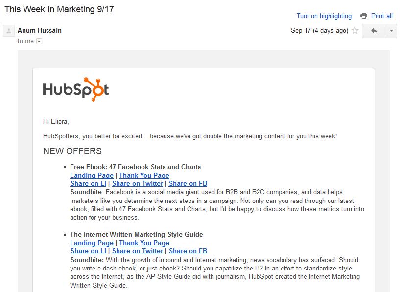 This Week in Marketing email