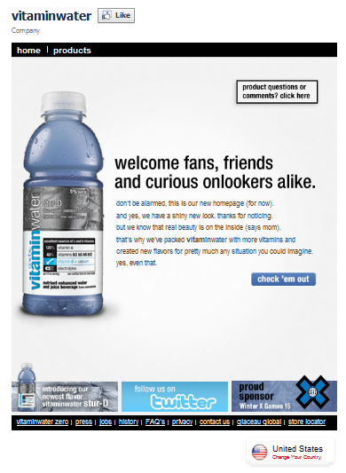 VitaminWater Facebook Fan Page