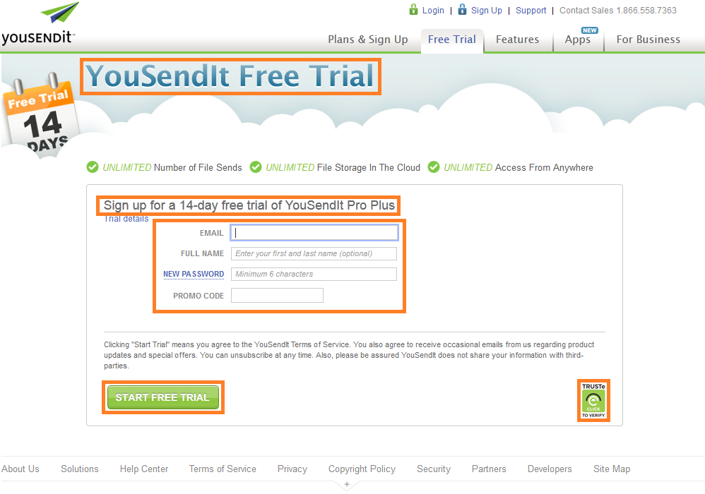 yousendit landing page