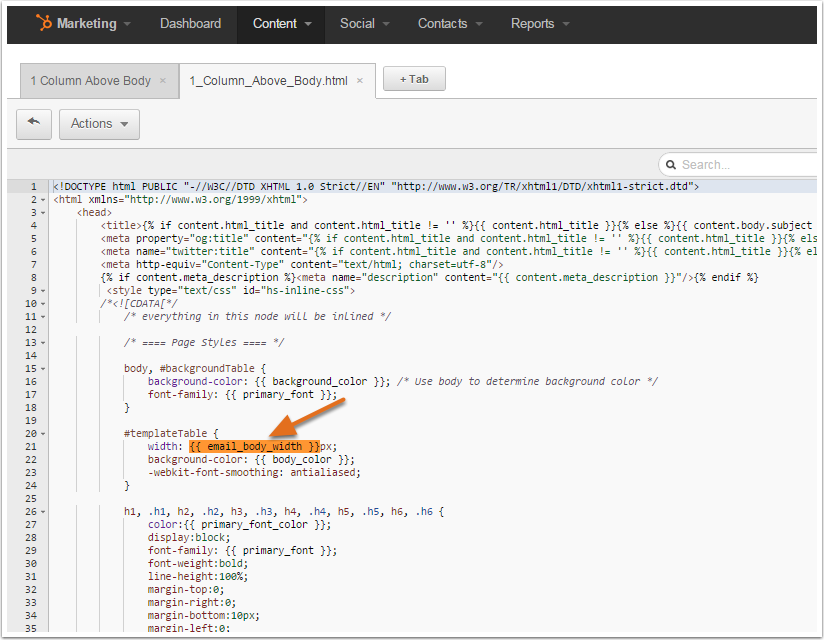 find email body width