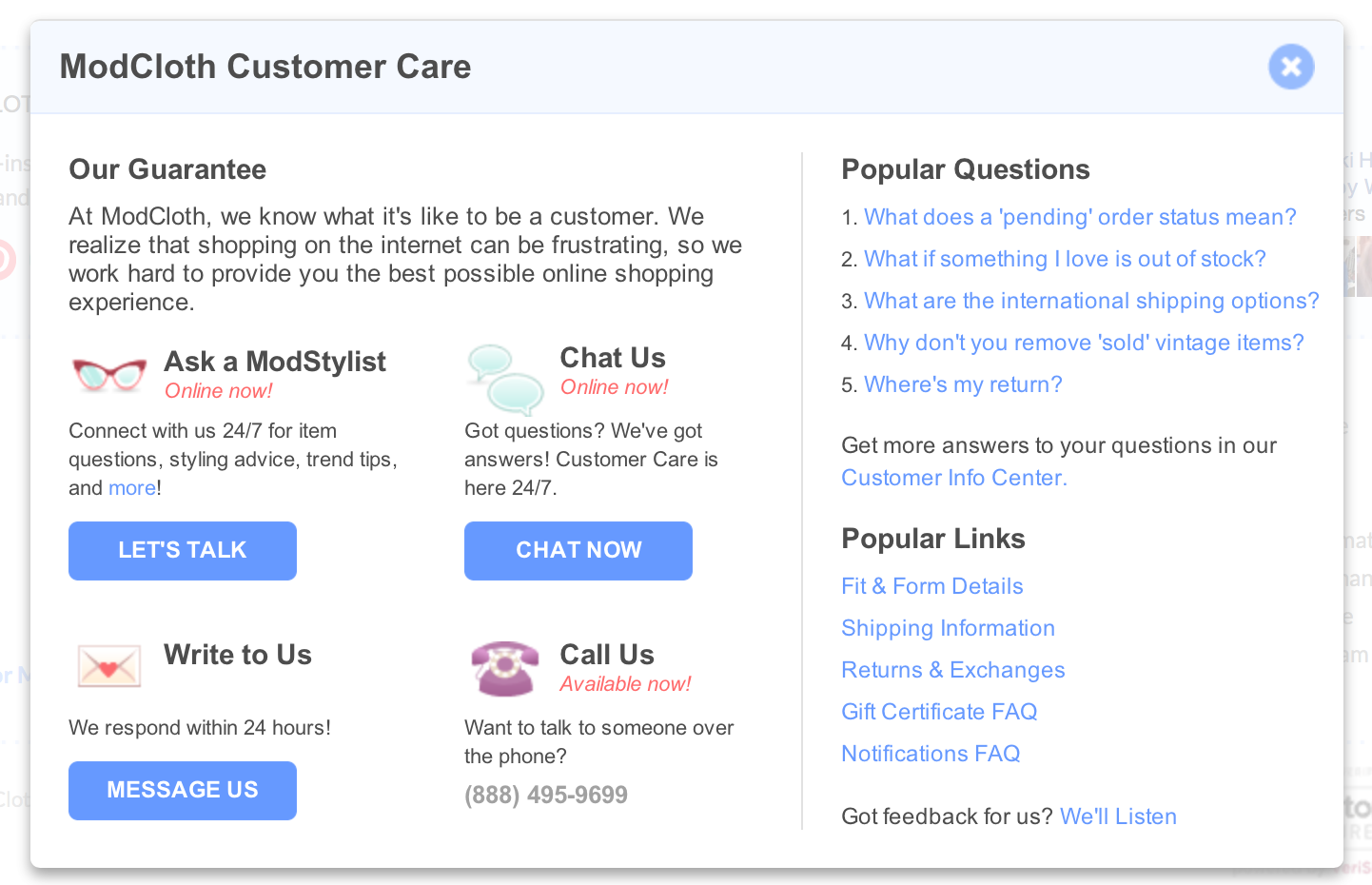 ecommerce customer care example