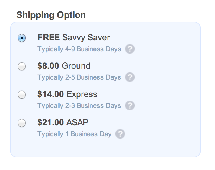 ecommerce shipping information example