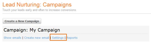 Lead Nurturing Campaign Screen