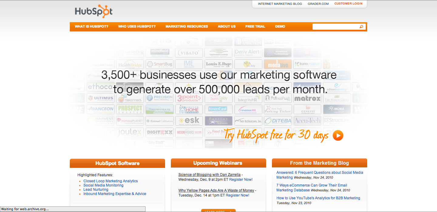 HubSpot_Homepage_2010