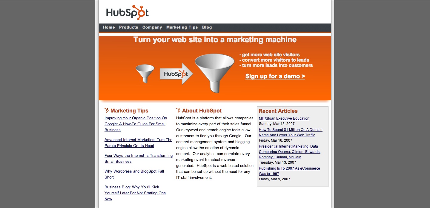 HubSpot_Homepage_2007