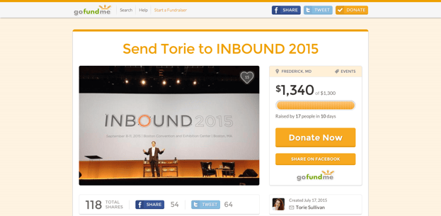 {focus_keyword} #TorieGoesINBOUND: How One Keen Marketer Hustled Her Approach to INBOUND GoFundMe