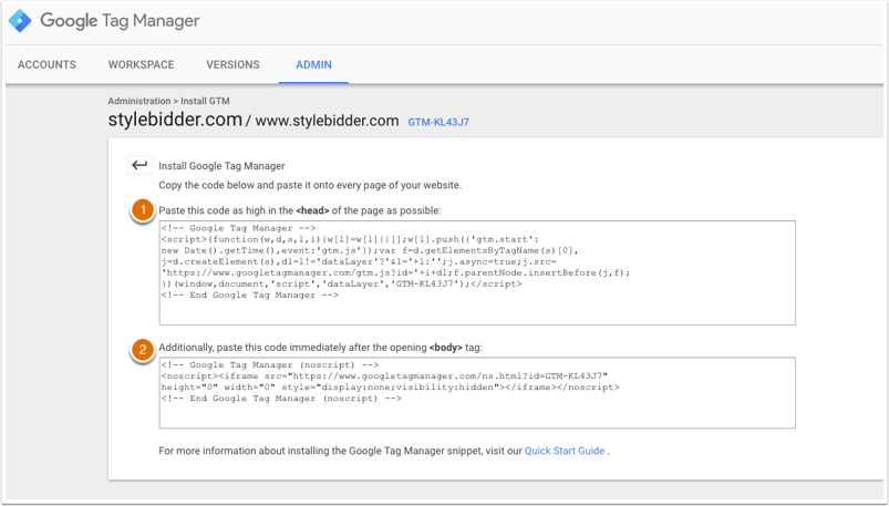 Die Code-Snippets im Google Tag Manager Die Code-Snippets im Google Tag Manager