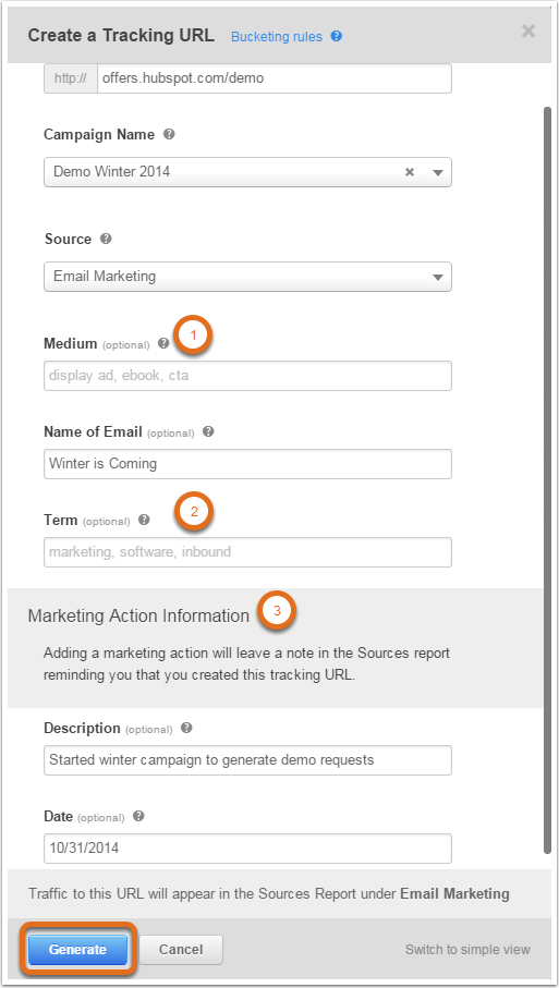 How to create a tracking URL for a landing page