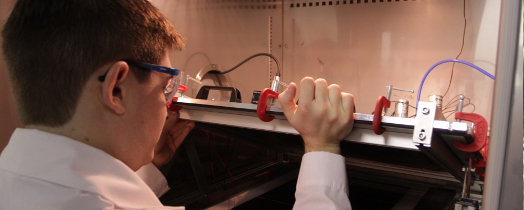 #htmlcaption3 CSE Fellow John Lloyd loading a dynamic mechanical tester.