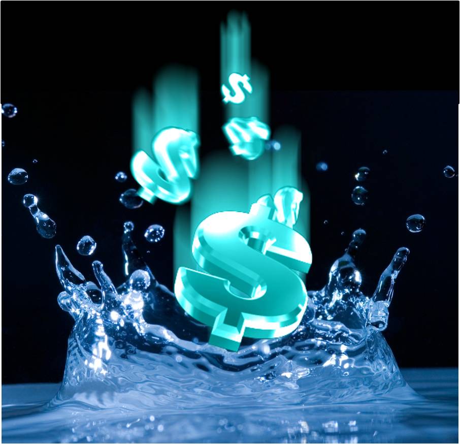 Money Dropping Into Water