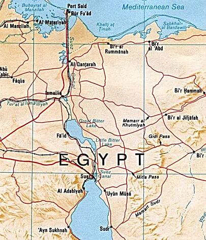 Suez Canal Map Public Domain