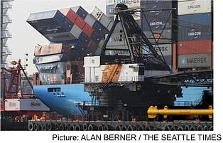 Toppled Shipping Containers