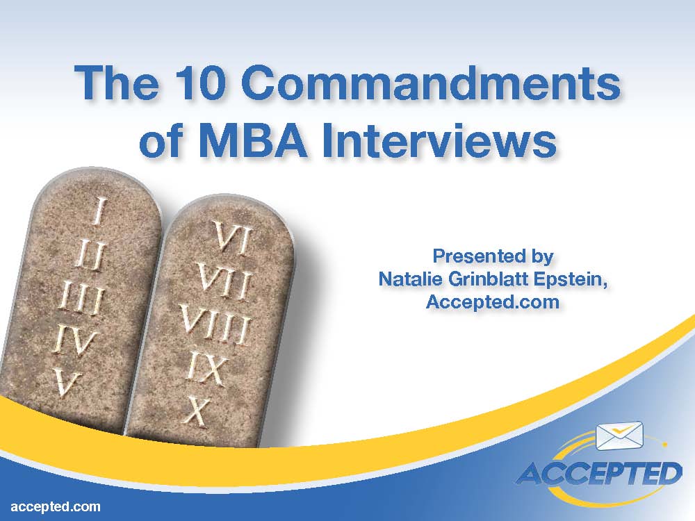 The 10 Commandments of MBA Interviews The 10 Commandments of MBA Interviews
