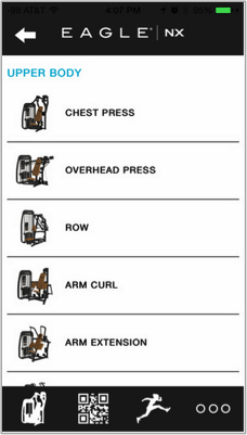 Eagle NX app equipment selection screen Eagle NX app equipment selection screen