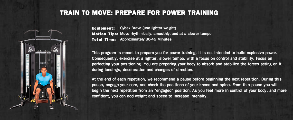 Train to Move: Prepare for Power Training