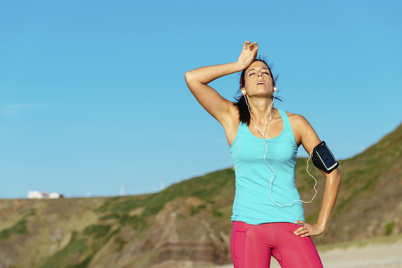 Running while listening to music. Running while listening to music.
