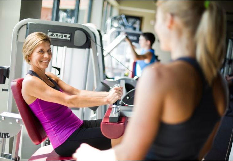 woman training at the gym