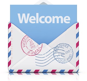 welcome letter coming out of envelope